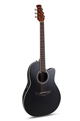 Applause AB24-5S Guitarra electroacústica tradicional, Mid Cutaway, negro satinado