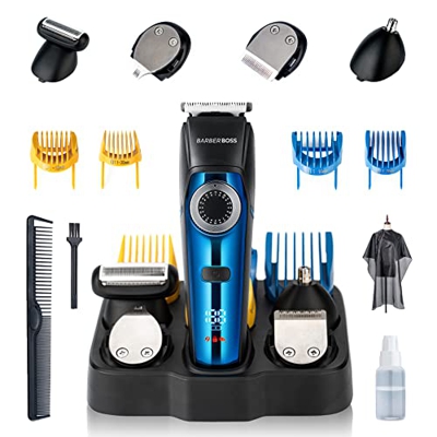 BarberBoss Recortadora de barba, cortapelos, recortadora de nariz y orejas, peluquería corporal, recortadora de detalles 5 en 1, ajuste de longitud 39