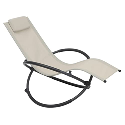 WOLTU Tumbona de Metalica Tumbona para Camping Silla de Relax Silla Mecedora Tumbona para Jardín, Playa, Terraza, Cubierta Transpirable de Textileno,  en oferta