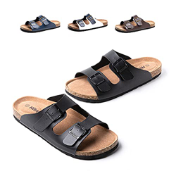 Sandalias Hombre Chanclas Piel Sintético Zapatos Verano Sandalias de Corcho Zapatillas de Casa Punta Abierta Piscina Playa A Negro 43 EU en oferta