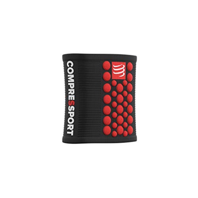 Compressport - Muñequera Multideporte Negra/roja - Sweatbands 3D.Dots - Muñequera antitranspiración - Propiedades Ultra absorbentes - Fibras de Secado