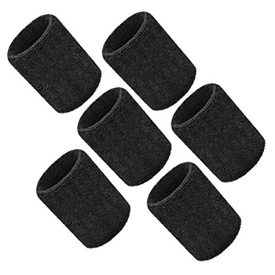 LIUJZZJ 6 Piezas Muñequera Deportiva Pulsera para Fútbol, Baloncesto, Running Deportes Atléticos (Negro)