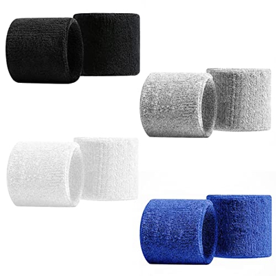 Paquete de 8 pulseras deportivas para hombres y mujeres, muñequeras absorbentes para gimnasio, deportes, tenis, correr, ejercicio, baloncesto, absorbe