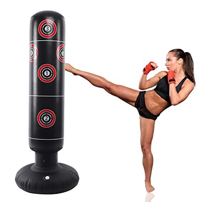 LncBoc Saco de Boxeo 160 cm, Saco de Boxeo de pie para un Rebote inmediato para Practicar Karate, Taekwondo y aliviar Pent Up Energy en niños Adultos,