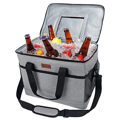 Fansteck Bolsa Térmica, Nevera Portátil, 30L 48can Bolsa Porta Alimentos, Bolsa Isotérmica Porta Alimentos, Bolsa de Almuerzo Térmica 40x25x30CM Gran 