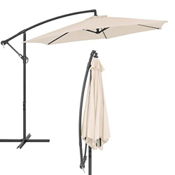 Sombrilla Parasol Grande para Jardin Terraza Patio Exterior 3M Ø Tubo de Acero 48/42MM - Paragua Curvable Redonda Protección UV UPF 50+ (Crema) en oferta