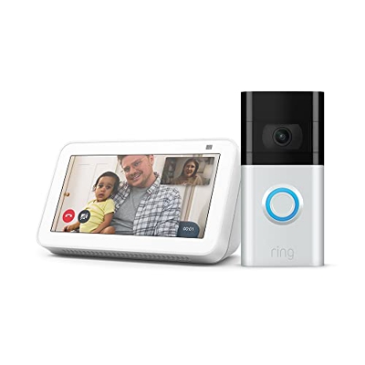 Ring Video Doorbell 3 de Amazon + Echo Show 5 (2.ª generación, modelo de 2021) - Pantalla inteligente con Alexa | Vídeo HD, detección de movimiento av