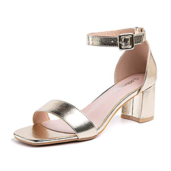 Sandalias Mujer Tacon Verano Correa de Tobillo Zapatos Cierre de Hebilla Punta Abierta Elegantes Moda Boda Gold-2 Talla 38 EU características
