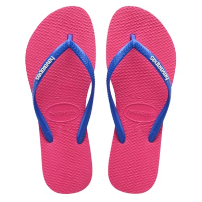 Havaianas Slim Logo, Chanclas Mujer, Electric Pink, 35/36 EU
