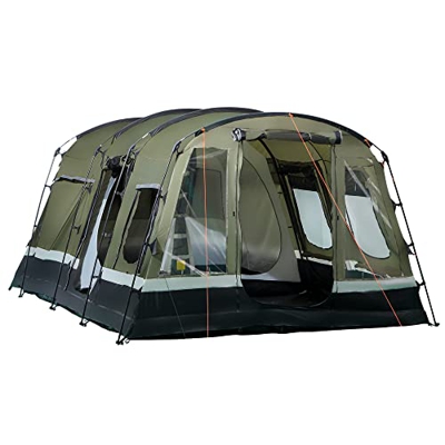 Outsunny Tienda de Campaña Familiar 6 Personas Tienda Camping Impermeable PU3000 mm con 3 Puertas 6 Ventanas Bolsillos y Bolsa de Transporte 455x320x2