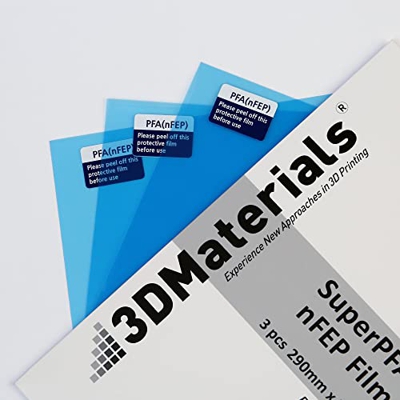 La película más Dura y Delgada de 100 um PFA(nFEP) de la Historia, 5 Veces más Dura, 1/2 Menos adherencia a la impresión, 3 Hoja de 290 mm x 210 mm PF
