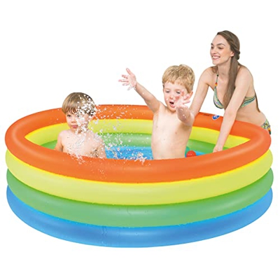 TOUCHXEL Piscina infantil hinchable, 150 x 40 cm, redonda para niños, 4 anillas, piscina hinchable pequeña sobre suelo con parches de reparación para 