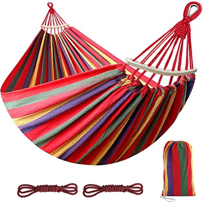 Soontrans Hamaca Colgante de Algodón Hamaca Jardin Exterior Portátil Hamaca Ultraligera para Camping con Bolsa Capacidad de 200 Kg para Jardín Patio O