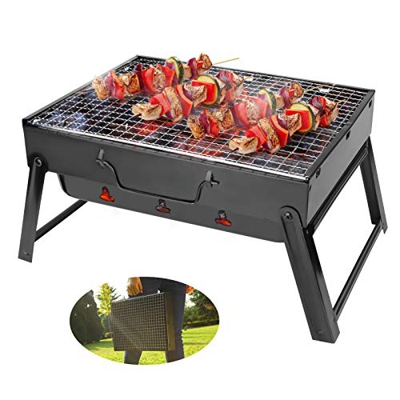 Bestcool Parrilla de barbacoa de carbón, Parrilla de barbacoa portátil Parrilla de fumador plegable de acero inoxidable Parrilla para fumadores Escrit