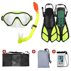 Odoland Kit de Snorkeling 6 en 1 para Niños de 6 a 16 Años con Tubo Snorkel Gafas Buceo Niño Aletas Natación Ajustables Manta Playa Funda Impermeable  precio