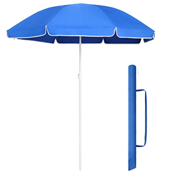 LIFERUN Sombrilla de 160cm, Parasol Plegable, Redondo, Protección Solar UV 20+, 160 g/m², Sombrilla para Patio, Jardín, Playa, Balcón y Terraza,Azul precio