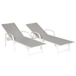 Happy Garden Lote de 2 tumbonas Sardinia en textileno Gris - Estructura Blanca precio