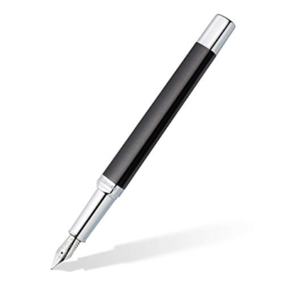 STAEDTLER Triplus 474 F09-3 - Pluma estilográfica, color gris antracita, carcasa metálica en forma triangular ergonómica, plumín de acero F, con cartu