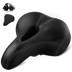 BRGOOD Sillín de bicicleta para hombre y mujer, ancho y suave, cómodo sillín de bicicleta, con funda, impermeable, ergonómico, de espuma, para bicicle características