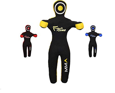 FNine MMA Grappling Dummy, para Judo, Wrestling, Jiu Jitsu brasileño, sumisión y lanzamiento, bolsa de lona sin rellenar (negro y amarillo, 70 pulgada