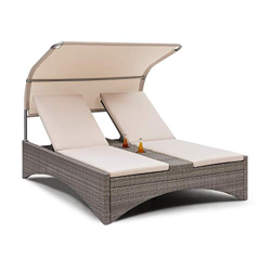 Blumfeldt Eremitage Tumbona para 2 Personas, Cama para Exterior con Respaldo reclinable, Tumbona de jardìn on Fundas hidófugas, con Techo, Tipo: Doubl precio