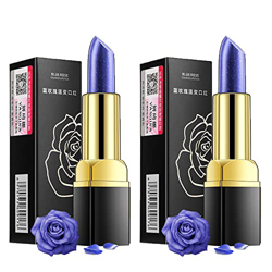 Long-Lasting Moisturizing Lipstick, YANQINA Magic Color Changing Lip Balm Discoloration Blue Rose Shimmer Temperature Change Lipstick, Blue Changed in precio