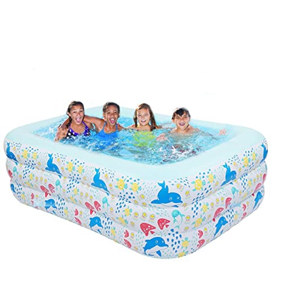 Piscina Hinchable, Piscina Familiar, Piscina Hinchable, Gruesa, Duradera, Plegable, Rectangular, para jardín, Exterior, Aprox. 238 x 162 x 58 cm