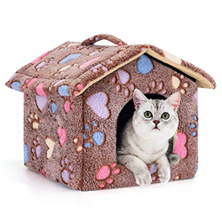 Nobleza Caseta para Perros, Casa Gatos Interior, Cama para Perro con Colchón Extraíble, Plegable Casa para Gato, Conejos, 42x39x33cm S, Marrón características