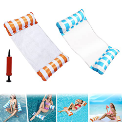 Hamaca de Agua, 2 Piezas Hamaca Flotante, Cama Flotante de Agua, Hamaca Inflable, Colchonetas para Piscina con 1 Bomba de Aire, para Piscina en la Pla en oferta