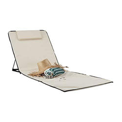 Relaxdays Tumbona Portátil XXL con Cojín, Plástico, Beige, 4x60x195 cm en oferta