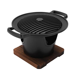 Mini Parrilla de Carbón, Parrilla Hibachi Pequeña Portátil de 7 Pulgadas con Base de Madera, Parrilla Japonesa Coreana Yakiniku, Parrilla de Mesa para precio