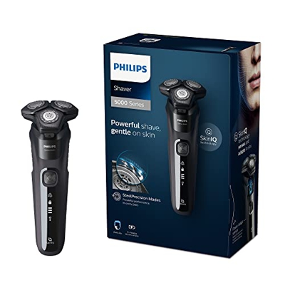 Philips S5588/20 Afeitadora serie 5000 eléctrica en seco y húmedo, recortador para barba larga o corta y bigote con cuchillas SteelPrecision