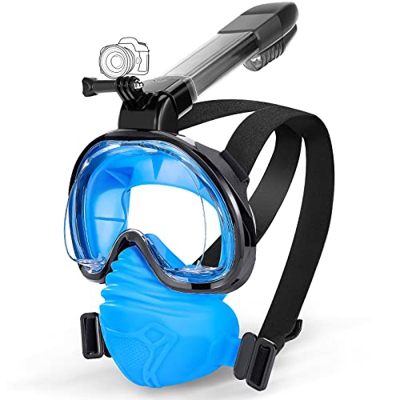 IMMEK Máscara de Buceo 180 °Vista Panorámico Cara Completa Doble Antivaho Respirar Buceo y Snorkel Anti-Fugas Retirable con Cámara Acuatica Deportiva 