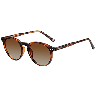 H HELMUT JUST Gafas de Sol para Redondas Vintage Polarizadas para Hombre Mujer Montura de TR90 y Acetato Lente Clara