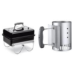 Weber 1131004 Barbacoa Go-Anywhere Black Carbón + 7447 Chimenea De Encendido Compacta Rapidfire en oferta