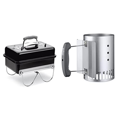 Weber 1131004 Barbacoa Go-Anywhere Black Carbón + 7447 Chimenea De Encendido Compacta Rapidfire
