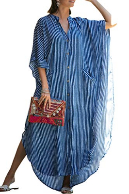 LikeJump Bohemia Vestido de Playa Cardigan Maxi Kaftan Kimono Pareos Cover Ups para Mujer