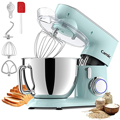 Batidora Amasadora, Camic 1800W 9L Metal Amasadora para Repostería, Batidora de Cocina Multifunción, Bajo Ruido, Potente y Profesional, 6 Velocidades 