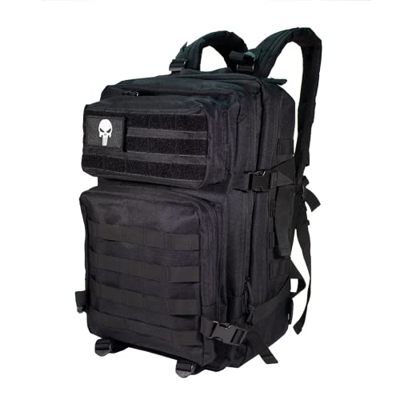 Nostra Borsetta Mochila Tactica Militar 45L Mochila Crossfit Supervivencia para Acampada, Caza, Senderismo, Aventura, Montañismo y Viajes (Negra The P