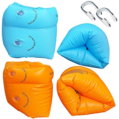 Manguitos Hinchables,PVC Resistente con Válvula de Seguridad y 2 Cámaras de Aire,Ayuda para Nadar de Seguridad para Niños Mayores de 2 Años y Adultos 