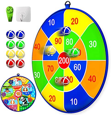 Lbsel Tabla de Dardos para niños con 8 Bolas Adhesivas, Juego de Tablero de Dardos con Gancho, Juegos de Mesa para niños, Navidad, Seguro y clásico Re