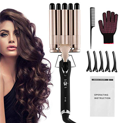 DazSpirit Rizador Pelo 5 Barriles, Pinzas Rizadoras, Tenazas para Rizar el Pelo Dorado Onduladores con Artilugios de Peluquería en oferta