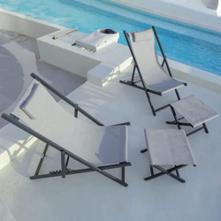 PURPLE LEAF Conjunto de 2 Tumbonas Jardin Exterior Plegables Tumbonas Aluminio con Otomano Tumbonas de Playa con Respaldo Regulable en 6 Posiciones, G en oferta