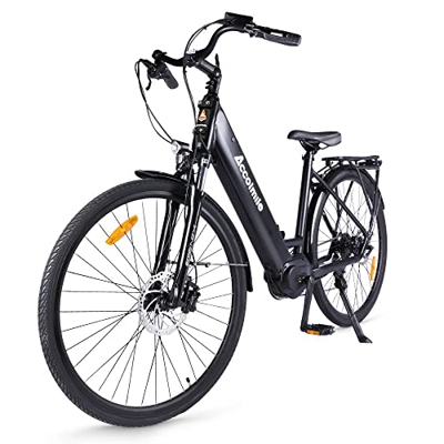 Accolmile Bicicleta Eléctrica 28” 700C, Ebike de Ciudad con 36V 250W Motor de Media Torsión M200, City Bicicleta de Paseo Pedelec, Adultos Unisex, Bat