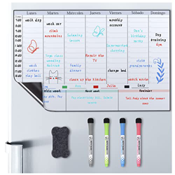 POPRUN Planificador semanal magnetico, Pizarra calendario semanal frigorífico magnético familiar,organizador calendario semanal,limpiable, 43×28cm - e precio
