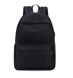 Acmebon Mochila Impermeable Informal para Chica y Chico Bolsa de Libros de Color Puro para Adolescentes Negro características
