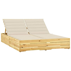 vidaXL Madera Pino Impregnada Tumbona Doble y Cojines Hamaca Piscina Playa Cama Patio Terraza Balcón Jardín Relajante Chaise Longue Crema precio