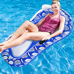 Colchoneta Hinchable Piscina con Reposacabezas, Portátil Hamaca Hinchable con Cinturón de Red Hamaca de Piscina Tumbona, Silla reclinable Inflable par precio