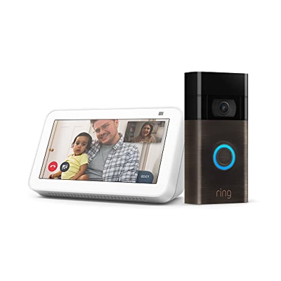 Ring Video Doorbell de Amazon + Echo Show 5 (2.ª generación, modelo de 2021) - Pantalla inteligente con Alexa | Vídeo HD 1080p, detección de movimient