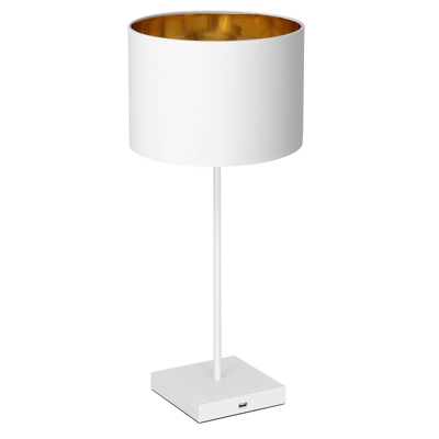 De mesa Table blanco pantalla cilindro blanco-oro